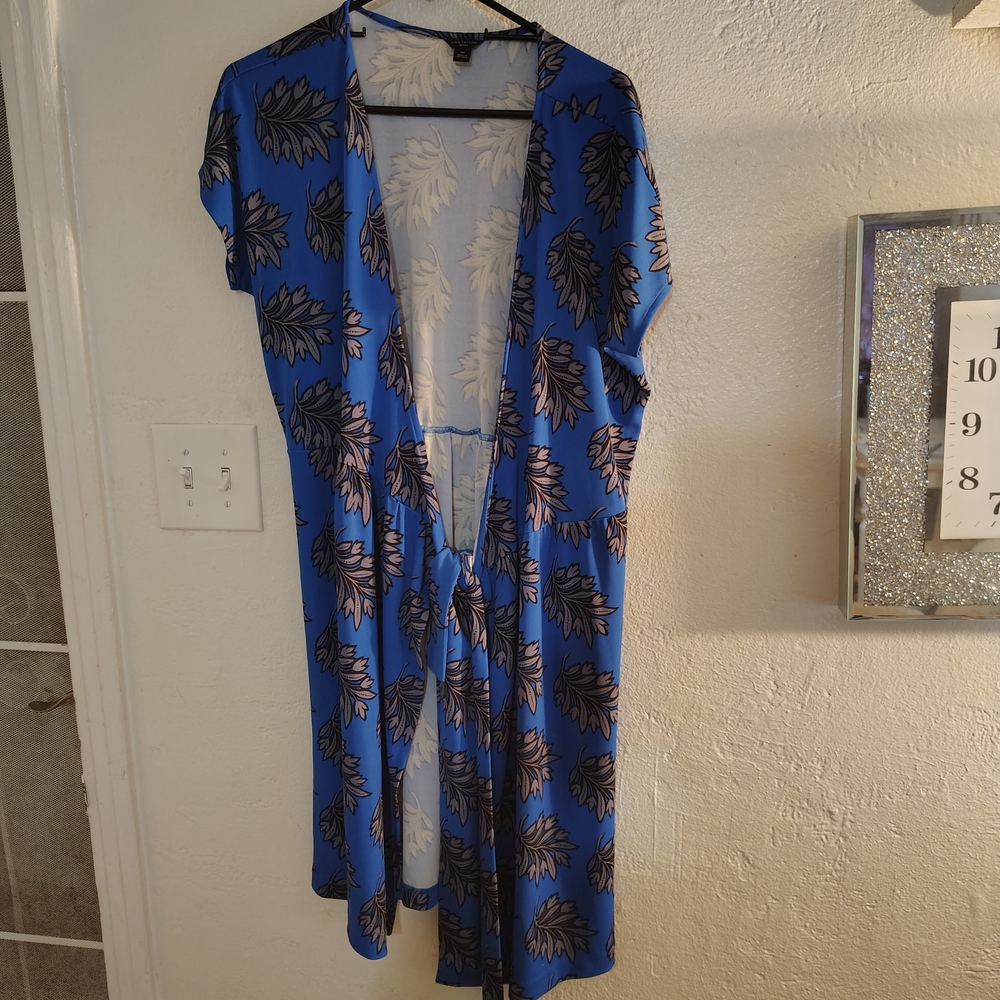 Ann Taylor Blue and Black Patterned Dress